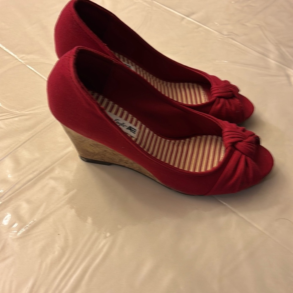 Red platform shoes